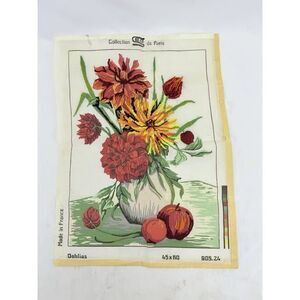 Medium Wall Tapestry 905.24 Embroidery/Canvas DAHLIAS Made In France